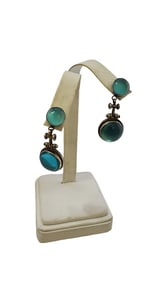 VINTAGE STERLING AND GLASS PIERCED EARRINGS