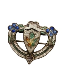 ANTIQUE ENAMEL STERLING BROOCH