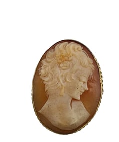 VINTAGE STERLING SHELL CAMEO BROOCH