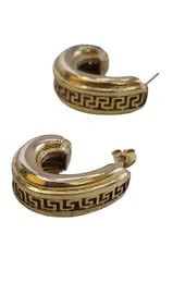 VINTAGE STERLING WITH GOLD VERMEIL GREEK KEY PIERCED EARRINGS