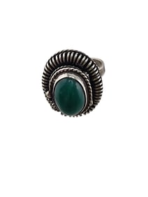 VINTAGE ADJUSTABLE MMA MARKED 925 STERLING AND GLASS STONE RING