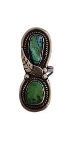 BEAUTIFUL STERLING AND TURQ NAVAJO RING SIZE 5