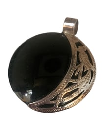 STERLING AND STONE DOUBLE SIDED PENDANT WITH BIRD OVERLAY PENDANT