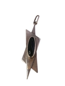 VINTAGE MCM ABSTRACT JEWISH STAR PENDANT STERLING AND ONYX MARKED PHIL