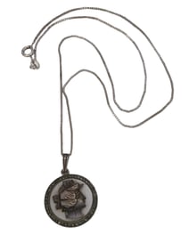 VINTAGE MOP & MARCASITE CAMEO PENDANT NECKLACE