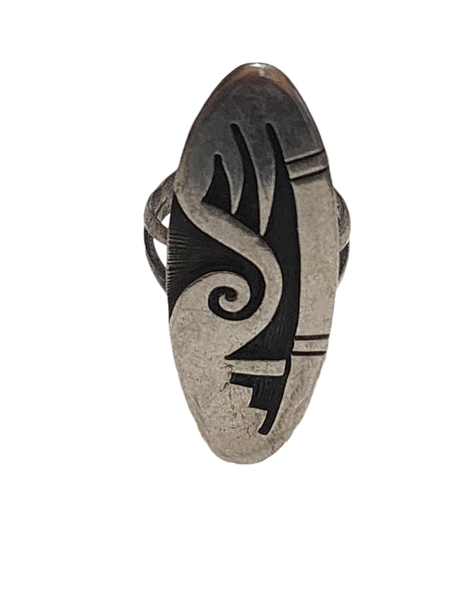 VINTAGE STERLING SIGNED ABSTRACT RING SIZE 5 (1 of 4)
