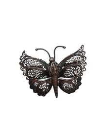 VINTAGE LOW GRADE SILVER FILIGREE BUTTERFLY BROOCH