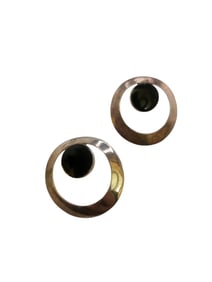 VINTAGE 925 STERLING AND ONYX PIERCED EARRINGS