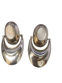VINTAGE 925 STERLING & MOTHER OF PEARL PIERCED EARRINGS