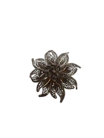 VINTAGE STERLING LAYERED FILIGREE FLOWER BROOCH