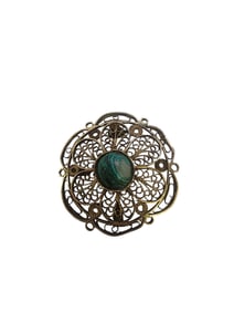 VINTAGE STERLING WITH GOLD WASH FILIGREE BROOCH MARKED ISRAEL