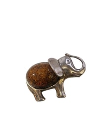 VINTAGE STERLING & AMBER? ELEPHANT BROOCH