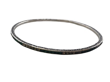 ANTIQUE STERLING CHANNEL SET FANCY ART DECO 2 TONE BANGLE BRACELET