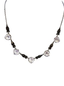 ART DECO STERLING RHINESTONE FACETED CRYSTAL NECKLACE