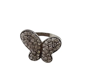 VINTAGE MARKED 925 STERLING RHINESTONE BUTTERFLY RING