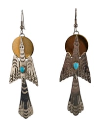 NATIVE AMERICAN STERLING AND TURQUOISE PIERCED EARRINGS