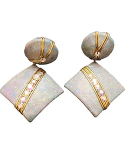 VINTAGE UNIQUE 80S LEATHER DANGLE CLIP EARRINGS