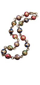 VINTAGE ENAMELED BEADED NECKLACE A FEW MISSING ENAMEL PIECES