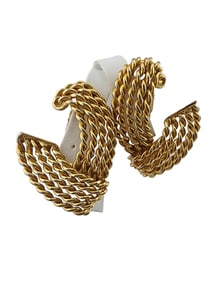 HEAVY UNSIGNED VINTAGE ROPE CLIP EARRINGS