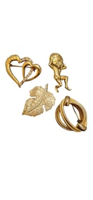 LOT OF 4 ASSORTED 80S GOLDTONE BROOCHES