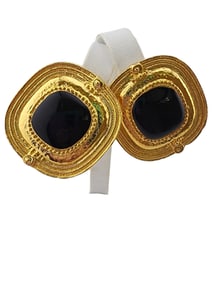 VINTAGE HUGE ACRYLIC GOLDTONE UNSIGNED EARRINGS