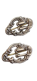 ANTIQUE VICTORIAN PAIR OF STERLING MINI BUCKLE BROOCHES