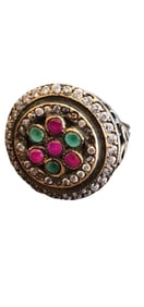 VINTAGE STERLING GLASS AND SEMI PRECIOUS RING SIZE 6.5