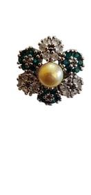 VINTAGE STERLING SEMI PRECIOUS AND PEARL RING SIZE 6.75