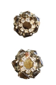 VINTAGE UNSIGNED RHINESTONE CLIP EARRINGS