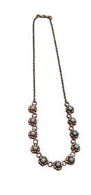 VINTAGE BRASSY SILVER AND ACRYLIC DAINTY NECKLACE