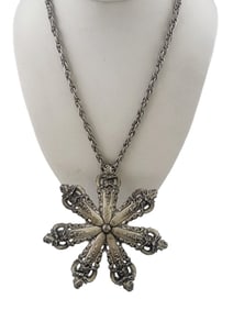 VINTAGE PEWTER SPOON HANDLE LARGE PENDANT NECKLACE