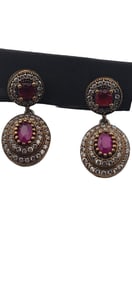 VINTAGE 925 STERLING AND SPINEL PIERCED EARRINGS