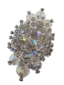 VINTAGE STUNNING HAND WIRED CRYSTAL BROOCH UNSIGNED