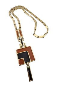 VINTAGE SIGNED ACCESSOCRAFT NYC ENAMEL MOD HEAVY NECKLACE