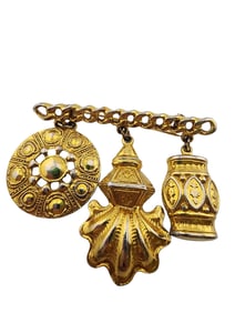 VINTAGE 80S DIMENSIONAL DANGLE BROOCH