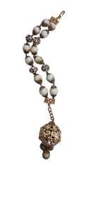 VINTAGE HOBE SIGNED ENAMEL FILIGREE BALL CHARM BRACELET