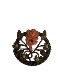 EARLY BRASS AND CELLULOID ART NOUVEAU BROOCH