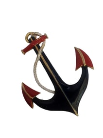 VINTAGE ENAMEL ANCHOR BROOCH