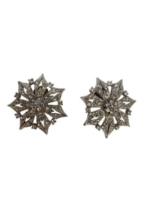 VINTAGE RHINESTONE SNOWFLAKE PIERCED EARRINGS