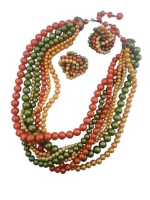 FALL TONE MULTI COLOR FAUX PEARL NECKLACE SET