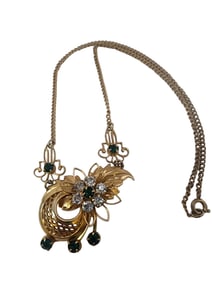 VINTAGE LIGHTWEIGHT METAL AND RHINESTONE NECKLACE