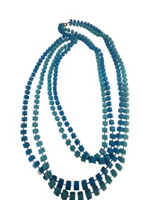 VINTAGE 50" 2 TONE BLUE ACRYLIC NECKLACE