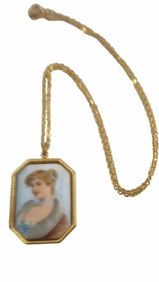 VINTAGE PASTEL PORCELAIN PORTRAIT NECKLACE