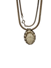 VINTAGE CELLULOID AND RHINESTONE SMALL PENDANT NECKLACE