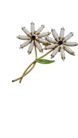 VINTAGE UNSIGNED RGINESRONE FLOWER BROOCH
