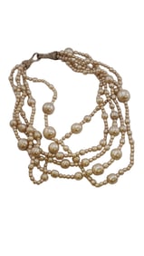 VINTAGE LAYERED GLASS PEARL WITH FANCY RHINESTONE CLASP NECKLACE