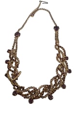 VINTAGE 2 TONE RHINESTONE TWISTED NECKLACE