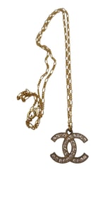 DOUBLE RHINESTONE DOUBLE C LOGO NECKLACE