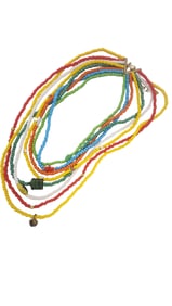 SIGNED SUGAR ALL GLASS MULTI COLOR LAYERED BIB NECKLACE
