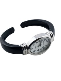 BLACK GLASS WINCCI QUARTZ WATCH CUFF BRACELET